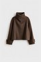 Brown Oversize Standing Collar Short Checked Coat Per9866 - 2