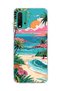 Redmi 9t Compatible Tropical Beach Palm Printed Transparent Phone Case