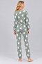 Women's Patterned Crew Neck Long Sleeve Printed Relaxed Cut Pajama Set - 4
