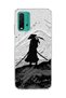 Redmi 9t Compatible Samurai Black and White Printed Transparent Phone Case