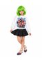 Girl's Sweatshirt with Manifest Print, 3-Thread Sweatshirt + Manifest Green Sueda Wig + Green Sequined Hat + Face Stone (Print Is Washable and Resistant to Drying) - 3