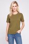 Women Crew Neck Short Sleeve Solid T-Shirt, Olive