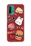 Redmi 9t Compatible Cute Rabbit Claret Red Printed Transparent Phone Case
