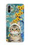 Redmi 9A Compatible Starry Night Tabby Cat Printed Transparent Phone Case