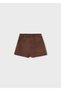 Girl's Brown Suede Bermuda Shorts - 3