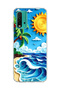 حافظة هاتف شفافة متوافقة مع Redmi 9T مطبوعة بتصميم Palmiye Sun Wave