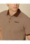 Men Brown And Beige Jacquard Polo Shirt - 4
