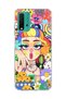 Redmi 9t Compatible Rainbow Hair Girl Printed Transparent Phone Case