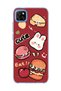 Redmi 9C Compatible Cute Rabbit Claret Red Printed Transparent Phone Case