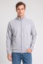 Jeans Men Long Sleeve Embroidered Logo Full Zip Sweatshirt, Grey
