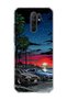 Redmi 9 Compatible Sports Cars Night Coast Printed Transparent Phone Case