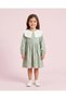 Girls Green Floral Printed Long Sleeve Dress