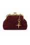 Women's Suede Gold Detailed Chain Strap Scholarship Medium Size Evening Dress Shoulder and Hand Bag