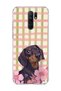Redmi 9 Compatible Sausage Dog Pink Plaid Printed Transparent Phone Case