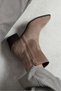 Benda Dark Beige Suede Leather Zippered Pointed Toe Thick Heel Women's Cowboy Boots