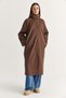 Women's Bitter Brown Lined Stand Collar Pocket Detailed Snap Closure Long Trench Coat 2855 60286592 - 5