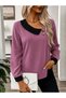 Women's Long Sleeve Asymmetrical Collar Detailed Buttoned Imported Crepe Blouse
