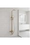 Charming Rain Shower Panel - 3 Function Square Column Set in Matt Gold, Stainless Steel/Brass, DIY Installation, 7-Year , Elegant Indoor Shower Experience