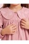Girls Pink Embroidered Collar Long Sleeve Dress - 3