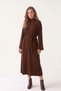 Women's Brown Belted Ribbed Midi Length Knitwear Dress - 2