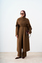 Women's Shawl and Slit Detail Waist Tie Set Brown
