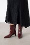 Zoey Women's Pino Heel Wrinkled Leather Boots Burgundy - 3