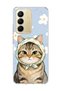 Realme C75 Compatible Transparent Phone Case with Scarf and Tabby Cat Daisy Print