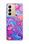 Realme C75 Compatible Pink Blue Fluid Printed Transparent Phone Case
