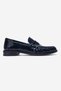 Chen Navy Blue Wrinkled Patent Leather Genuine Leather Women's Loafer Shoes - 5