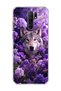 Redmi 9 Compatible Wolf and Purple Flower Printed Transparent Phone Case
