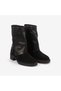 Women's Rubber Sole 5cm Heeled Zippered Suede Leather Boots 51432 - 3