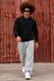 Men's Polo Collar Buttoned Casual Black Sweater - 4