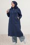 63033 Large Size Zippered Three-Thread Cap - Navy Blue - 5