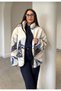 White Patterned Zippered Fleece Cardigan - 3