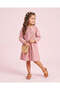 Girls Pink Embroidered Collar Long Sleeve Dress - 2
