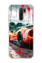 Redmi 9 Compatible Orange Race Car Printed Transparent Phone Case