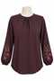Women's Lycra Winter Knitwear for Middle Age and Above, Mother's Combed Cotton Blouse, New Season, Embroidered Sleeves, Twisted Pattern, Elastic Sleeves - 4