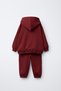 Children's Cotton Hooded Burgundy Sweatshirt and Sweatpants Set - 2