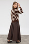 Crew Neck Patterned Knit Sweater - Beige - 5