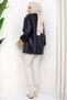 Oversize Leather Jacket Navy Blue Hm2338 - 4