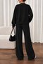 Women's 2 Thread Threaded Black Bomber Jacket-Black Loose Fit Sweatpants Set - 3