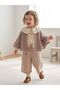 Linen Shirt, Knitwear Cape and Plaid Trousers 3-Piece Girls' Set
