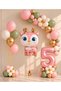 Party 5 Yas Pink Deer 1-9 Years Old Birthday Balloon Set – Gold and Sage Green