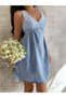 Rochie mini, albastru - 7