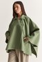 Women's Pistachio Green Asymmetrical Button Detailed Pocketed Cashmere Cape Poncho 430 60286463