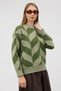 Crew Neck Patterned Knit Sweater - Green