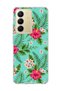 Realme C75 Compatible Turquoise Tropical Flower Printed Transparent Phone Case
