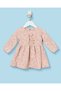 Infant Girls Pink And Ivory Floral Fleece Dress