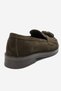 Miliina Green Suede Tasseled Genuine Leather Women's Loafer Shoes - 7