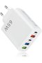 65W USB C Fast Charger with 5 QC3.0 Ports, PD Adapter 20W Compatible with Samsung Mobiles, iPhone, Xiaomi, iPad, Tablet, USB-C Charger for Travel, Office and Daily Use
